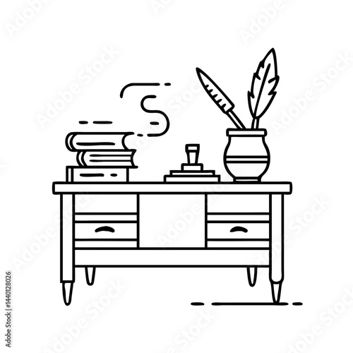 poet s desk icon, poet s desk line art - simple line art of poet s desk, perfect for poet s desk logos and icons