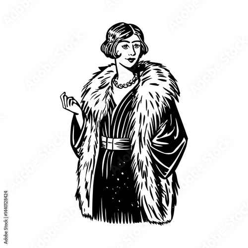 A vintage style illustration showing actress