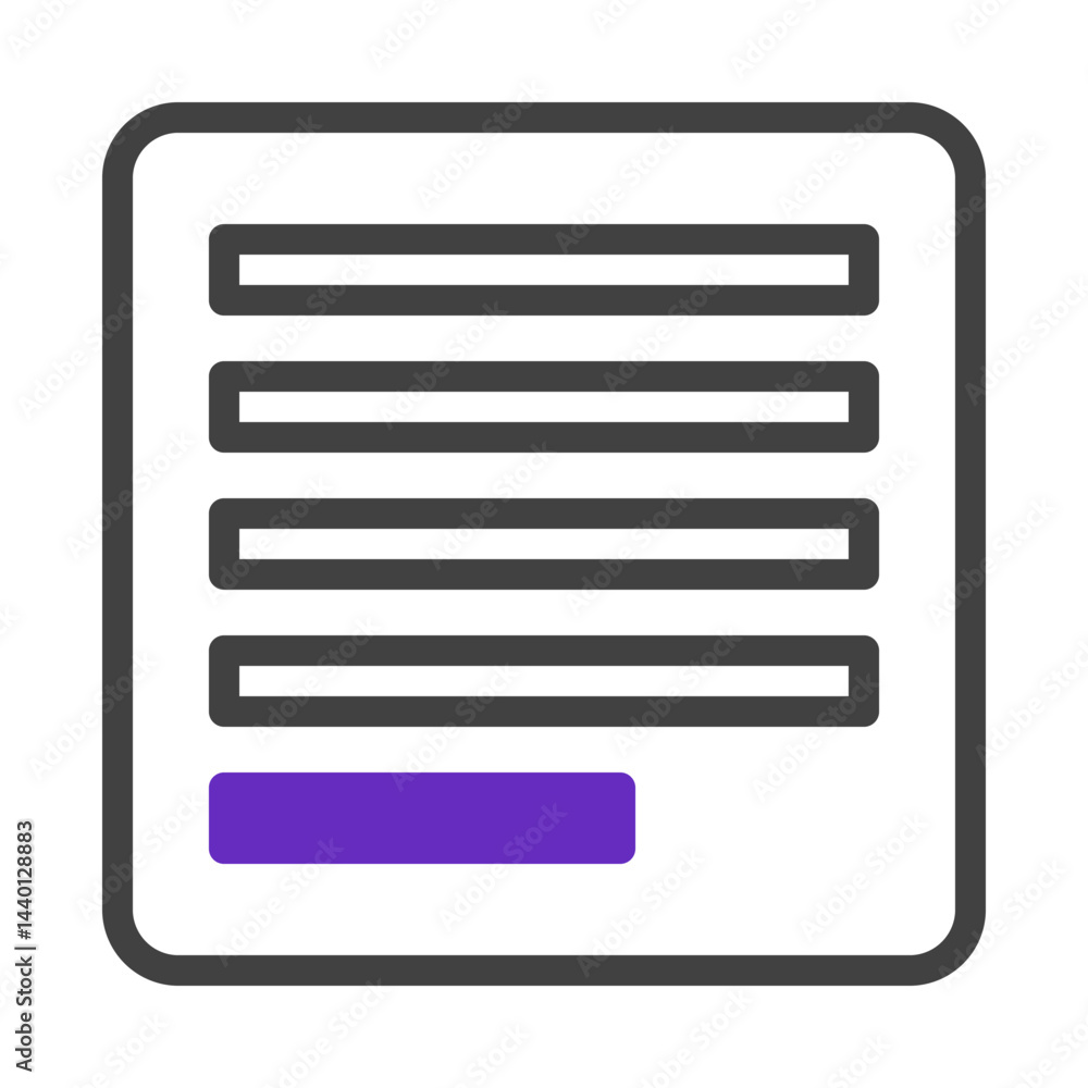 Simplified Content Block Icon with Bold Lines and Unique Accent Color Simplified Content Block Icon with Bold Lines and Unique Accent Color
