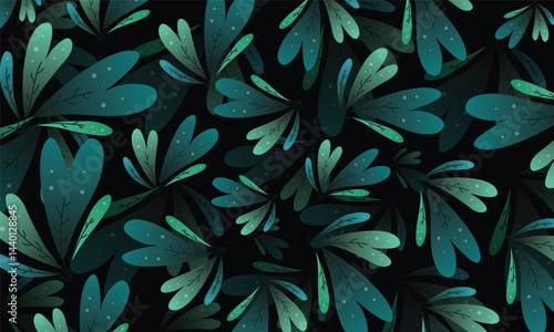 Wallpaper Mural Foliage Design in Shades of Green with Plant Elements Torontodigital.ca