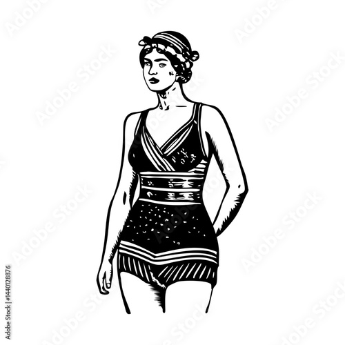 Vintage girl illustration in vintage style
