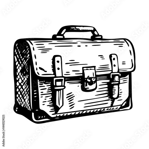 Leather briefcase illustration in vintage style