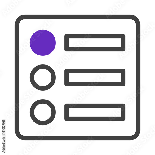 Application interface icon with purple indicator for active selection functionality