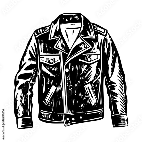 Leather jacket illustration in vintage style