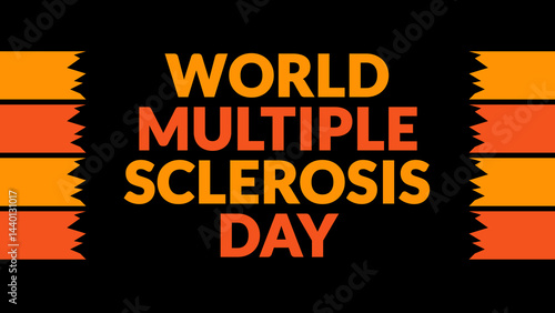 World Multiple Sclerosis day text with side lines on a black background. Which is observed every year in May to celebrate World Multiple Sclerosis day.