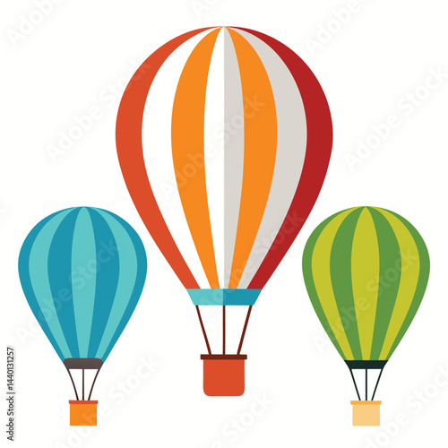 Hot air balloon set icon isolated on white background