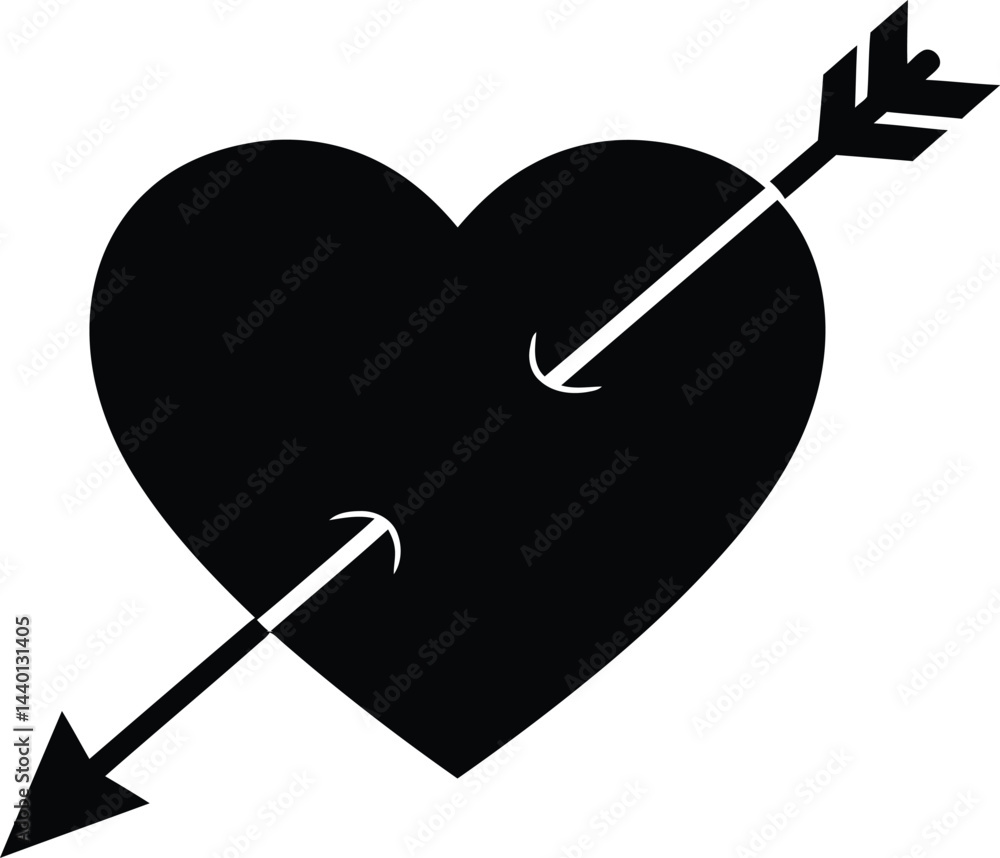 Black and White Heart with Arrow Vector Black and White Heart with Arrow Vector