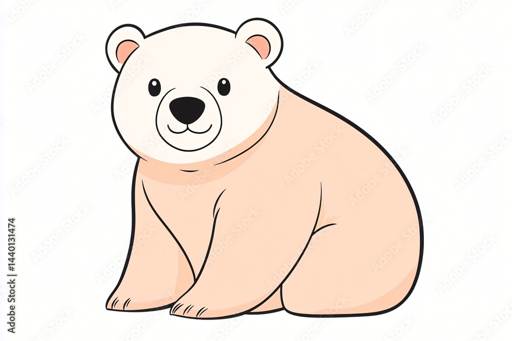 Obraz premium Adorable Cartoon Polar Bear Cub Sitting Illustration Perfect for Children's Books or Cute Designs