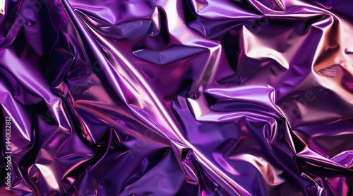 Vibrant purple metallic texture with wrinkled abstract patterns.
