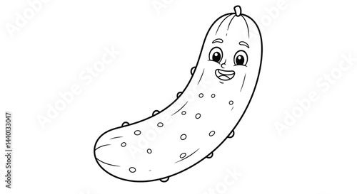 Cheerful Happy Cucumber Character Illustration Perfect for Kid Friendly Coloring