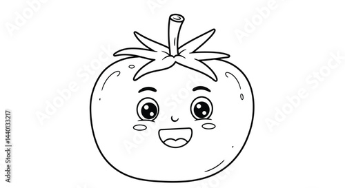 Smiling Happy Tomato Character Illustration Perfect for Kid Friendly Coloring Pages