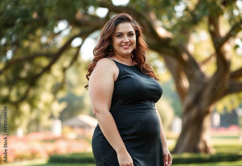 Photorealistic natural light portrait of a fashionable plus-size model Photorealistic natural light portrait of a fashionable plus-size model