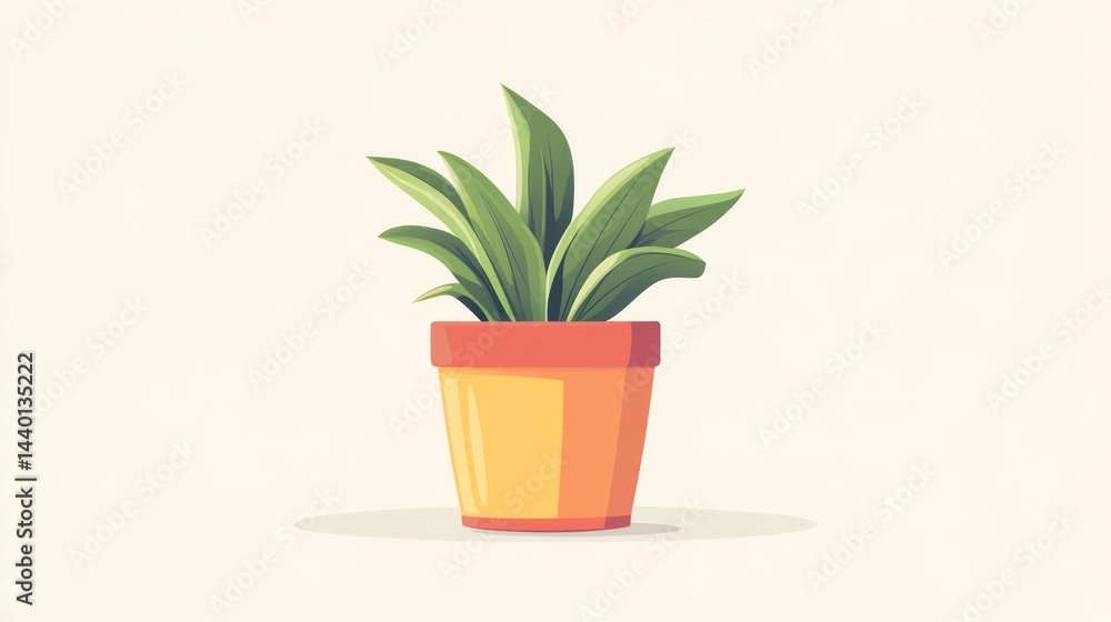 Fototapeta premium A small plant is in a yellow pot