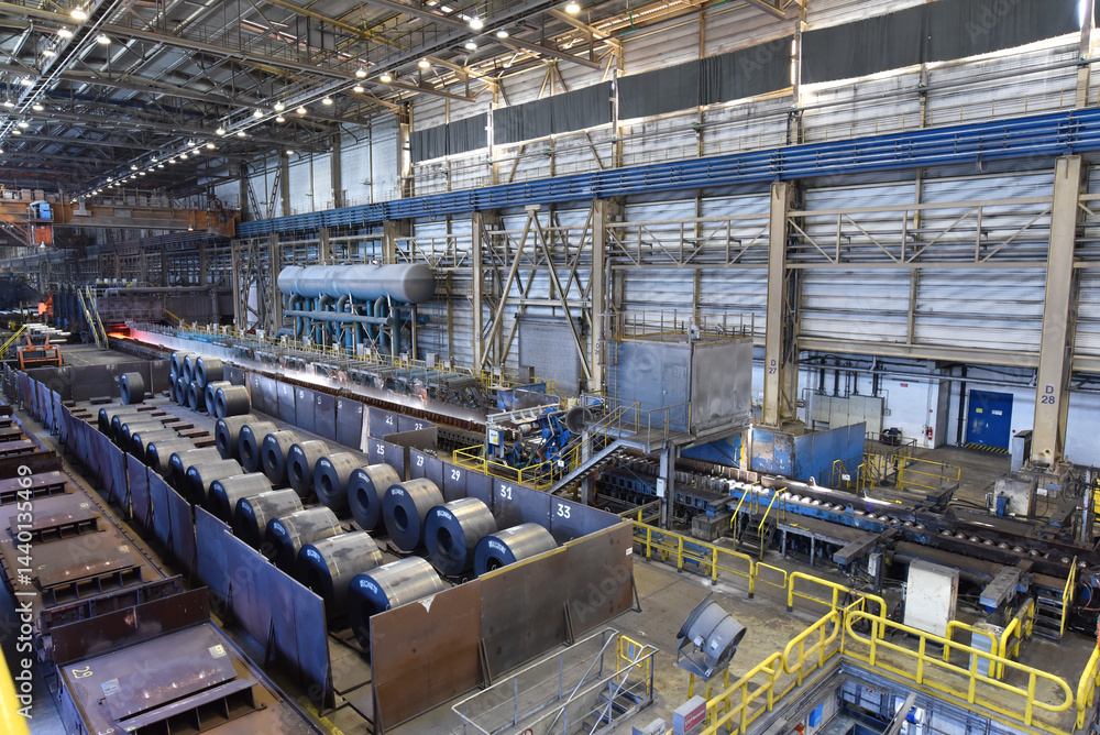 Fototapeta premium industrial plant for the production of sheet metal in a steel mill