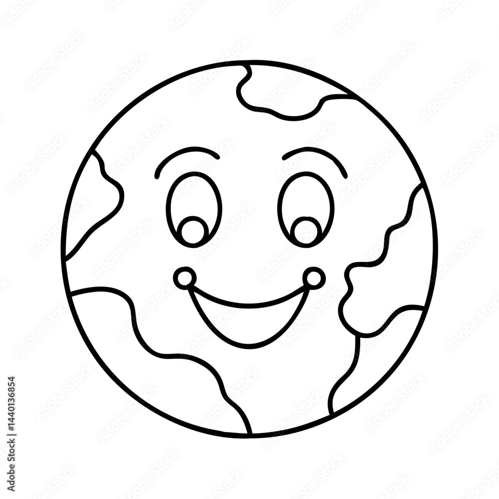 Obraz premium smiling earth icon, smiling earth line art - simple line art of smiling earth, perfect for smiling earth logos and icons