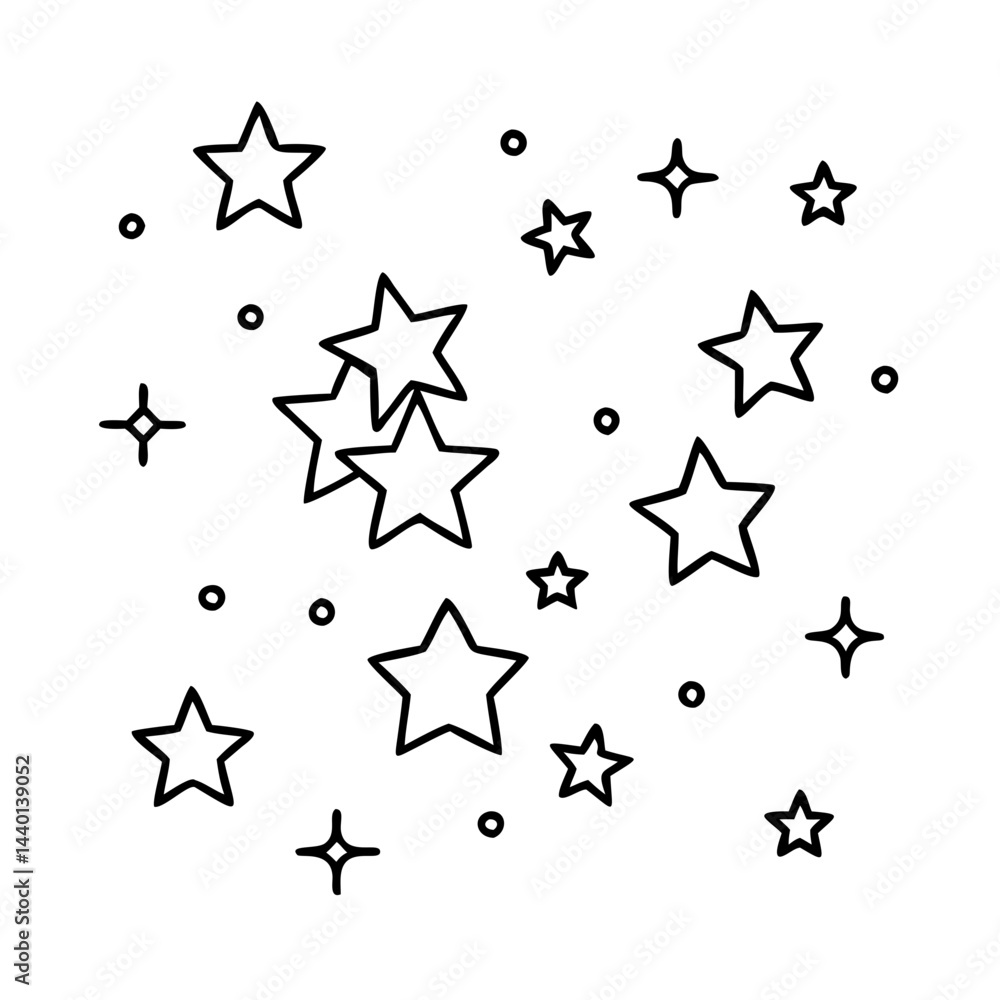 Obraz premium stars in the night sky icon, stars in the night sky line art - simple line art of stars in the night sky, perfect for stars in the night sky logos and icons