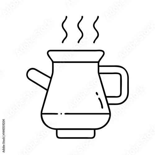 steaming coffee pot icon, steaming coffee pot line art - simple line art of steaming coffee pot, perfect for steaming coffee pot logos and icons