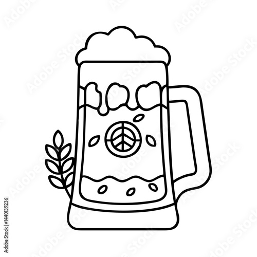 stein with oktoberfest logo icon, stein with oktoberfest logo line art - simple line art of stein with oktoberfest logo, perfect for stein with oktoberfest logo logos and icons