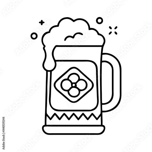 stein with oktoberfest logo icon, stein with oktoberfest logo line art - simple line art of stein with oktoberfest logo, perfect for stein with oktoberfest logo logos and icons