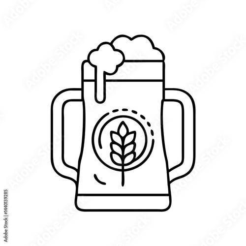 stein with oktoberfest logo icon, stein with oktoberfest logo line art - simple line art of stein with oktoberfest logo, perfect for stein with oktoberfest logo logos and icons
