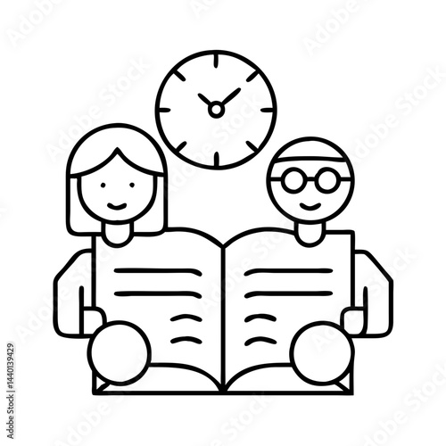storytime icon, storytime line art - simple line art of storytime, perfect for storytime logos and icons