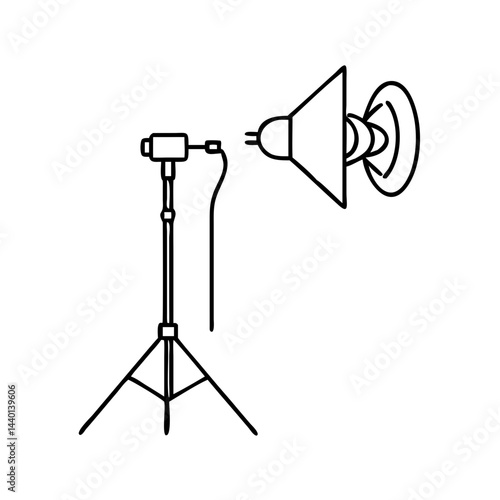 studio lighting icon, studio lighting line art - simple line art of studio lighting, perfect for studio lighting logos and icons