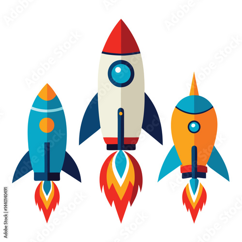 Rocket set icon isolated on white background