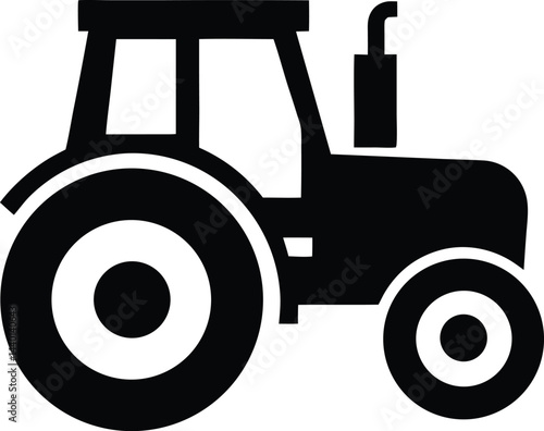 farm tractor and construction vehicle silhouette vector icons on white background.
