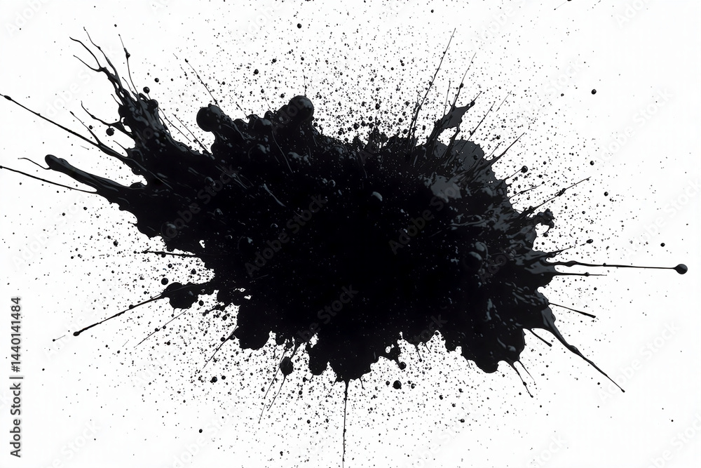 Dynamic Black Ink Explosion on White Background - Abstract Liquid Splash Art with Dramatic Contrast Dynamic Black Ink Explosion on White Background - Abstract Liquid Splash Art with Dramatic Contrast