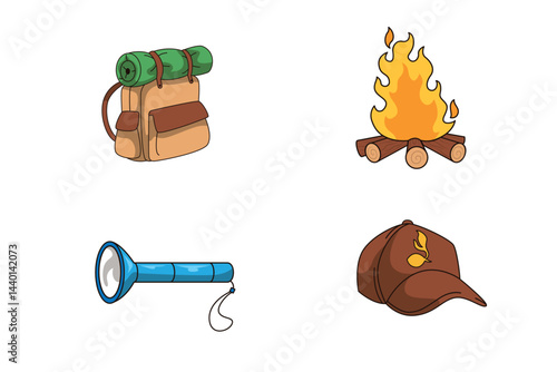 Camping and Scouting Gear Vector Illustration