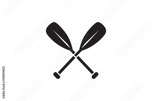 simple and unobtrusive Crossed canoe boat paddle vector silhouette illustration isolated in white background