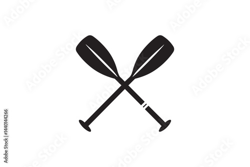 simple and unobtrusive Crossed canoe boat paddle vector silhouette illustration isolated in white background