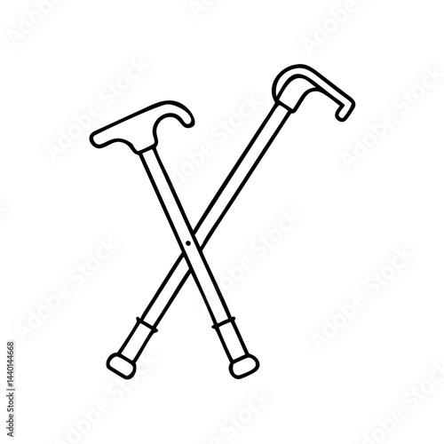 walking cane icon, walking cane line art - simple line art of walking cane, perfect for walking cane logos and icons