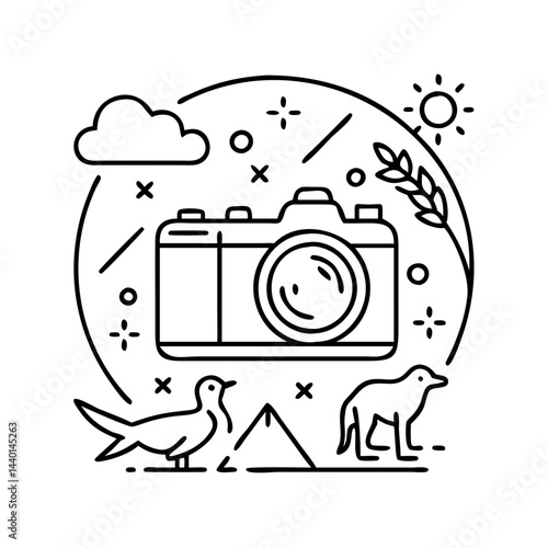 wildlife photography icon, wildlife photography line art - simple line art of wildlife photography, perfect for wildlife photography logos and icons