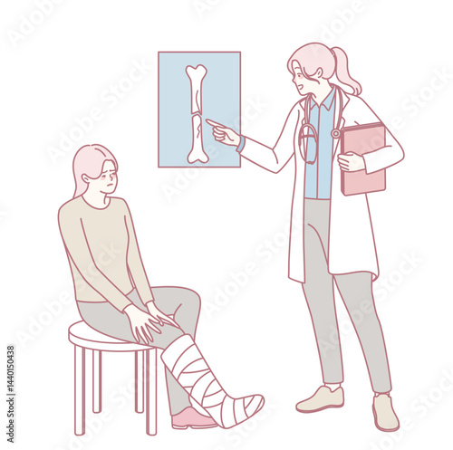 A physician advises a patient about a leg injury, stressing the need for an Xray for proper diagnosis and treatment