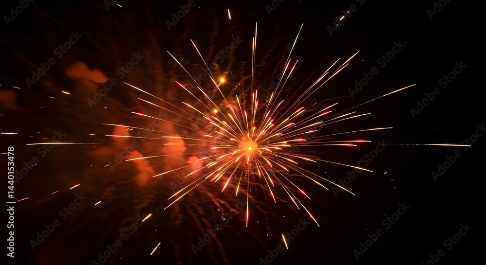 Bursting Firework Display Illuminating the Night Sky Bursting Firework Display Illuminating the Night Sky