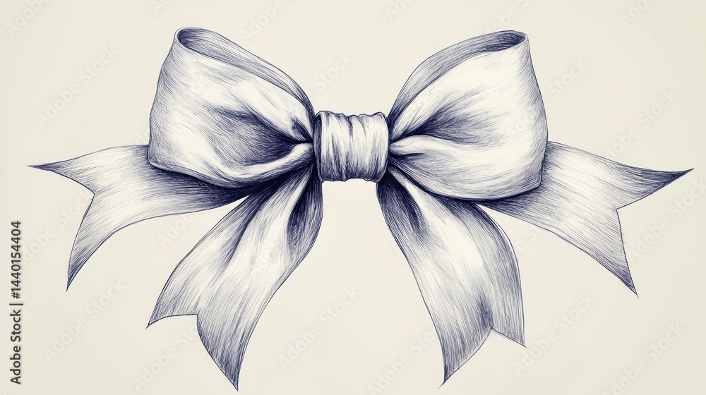 Naklejka premium Detailed hand-drawn ribbon bow