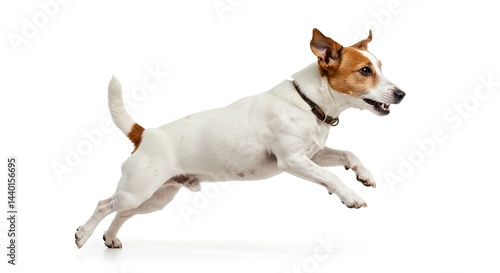 Energetic Jack Russell Terrier Dog Leaping Running Jumping Action Shot