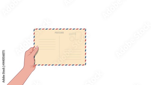 The hand holds a postal envelope,
a place for copying. Animation