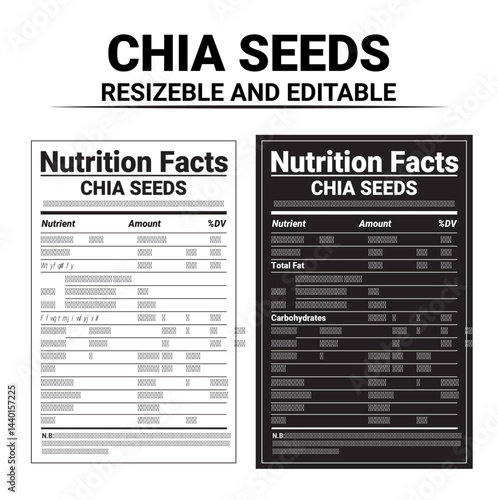 Chia Seeds Nutrition Facts, chia seeds nutrition, chia seeds superfood label template