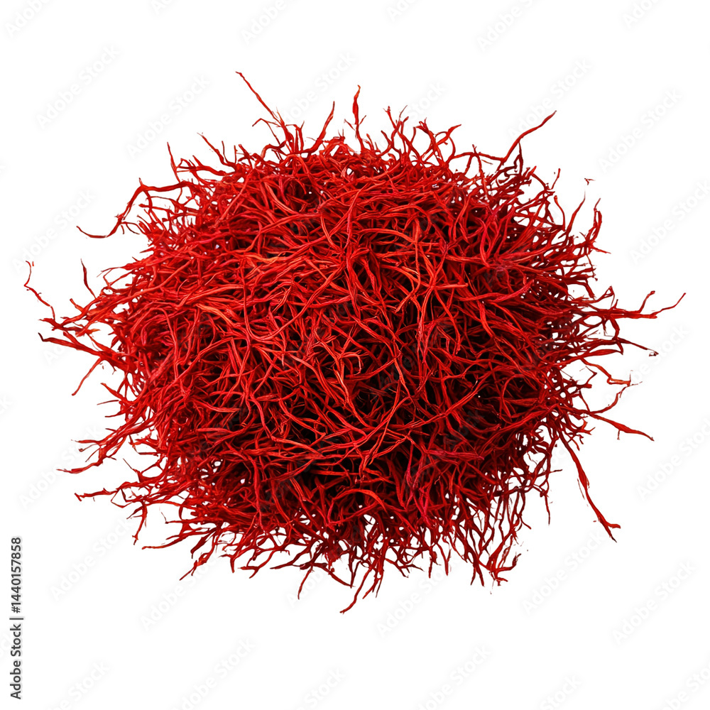 Naklejka premium Saffron spice threads (strands) isolated on white background
