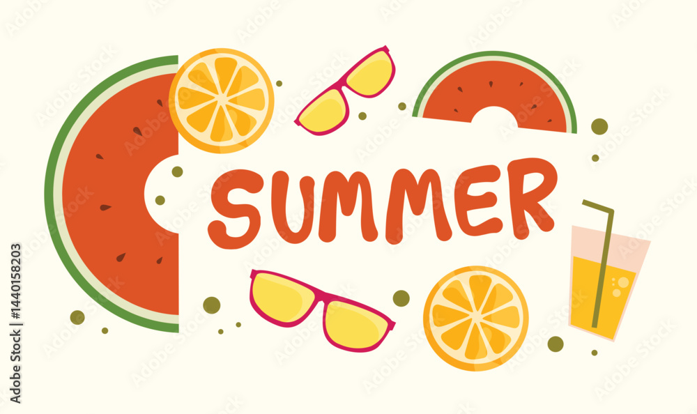 Naklejka premium Bright Summer Fruits Refreshing Season Tropical Delight Vacation Fun