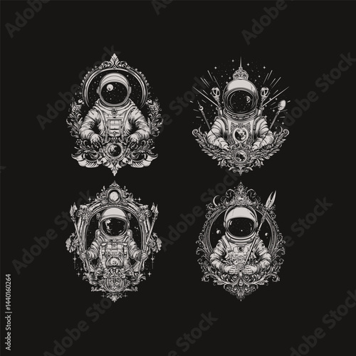 Regal astronaut design vector template illustration