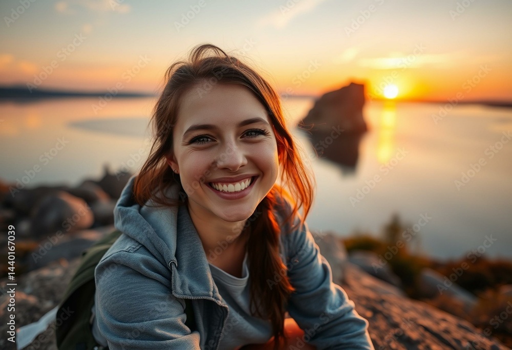 Outdoor portrait of a smiling female person Outdoor portrait of a smiling female person