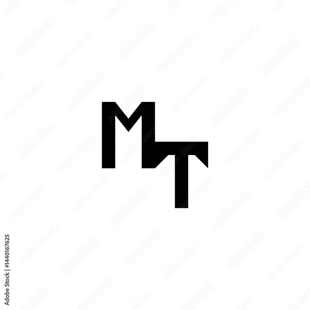 sporty style monogram cool minimalist logo MT Initial square concept Alphabet sporty style monogram cool minimalist logo MT Initial square concept Alphabet