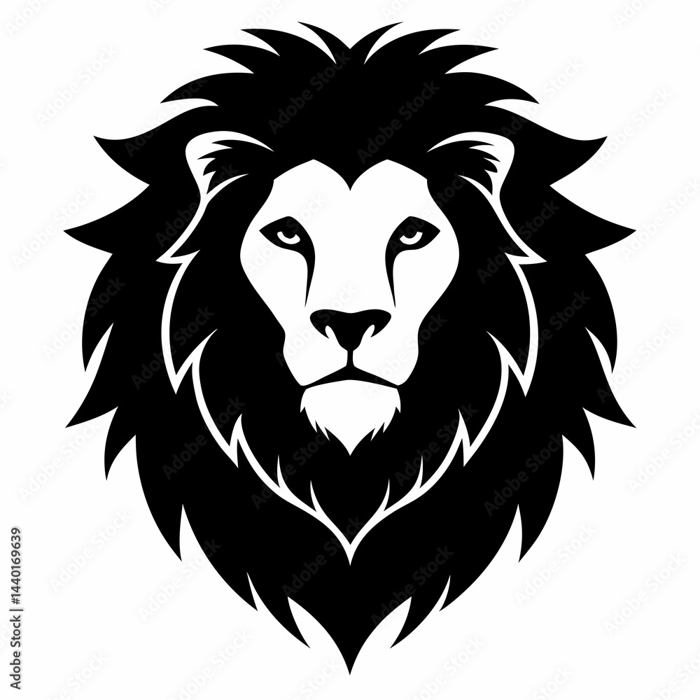 Obraz premium Lion head silhouette vector black on white background