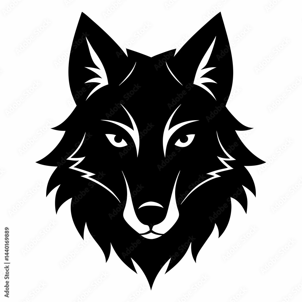 Wolf head silhouette vector black on white background Wolf head silhouette vector black on white background
