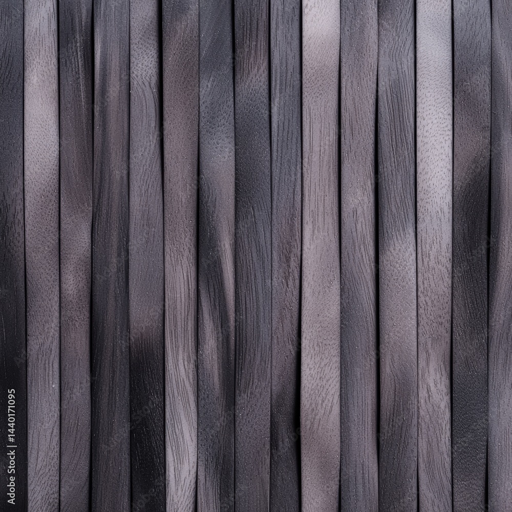 Fototapeta premium Wooden fence with textured surface against a deep black background creating a striking contrast