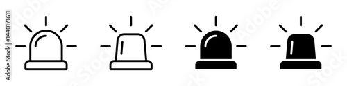Siren icons set.  Siren icon, outline icon style, linear pictogram icon, fire siren icon.