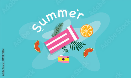 Summer Text Design with Orange and Starfish Decor